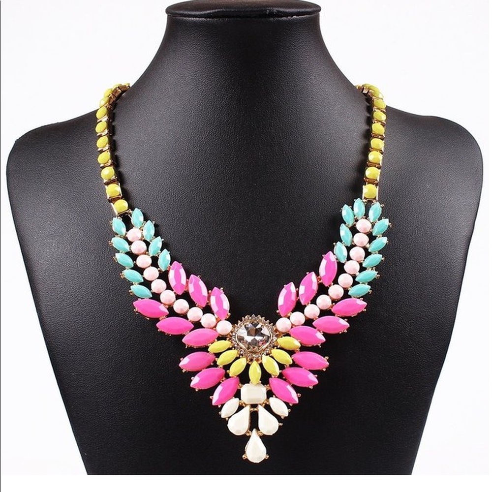 Flower Cluster Colorful Multicolored Necklace
